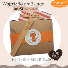 Lade das Bild in den Galerie-Viewer, Waffelstiele mit Logogravur | Holzstiele für Waffeln & Eis am Stiel | Yammie